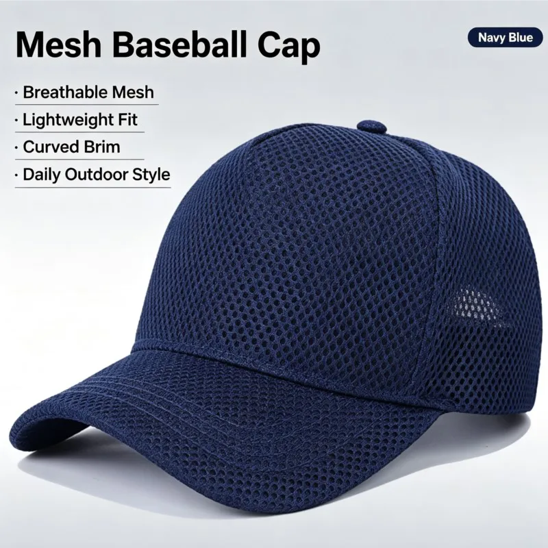 Men Women High Crown Mesh Baseball Cap Large Head Circumference Breathable Sun Visor Hat Summer Outdoor Driving Fishing UV Hat
