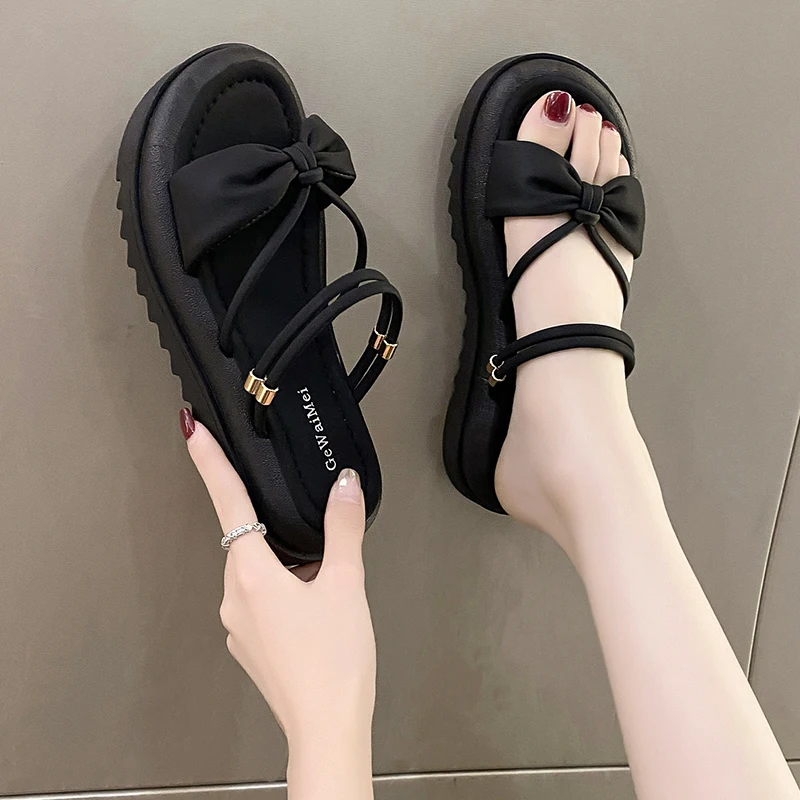 Women's Summer Outdoor Sandals 2026 New Thick Bottom Heightening Beach Shoes Versatile Two-Way Wear Beautiful Cool Shoes