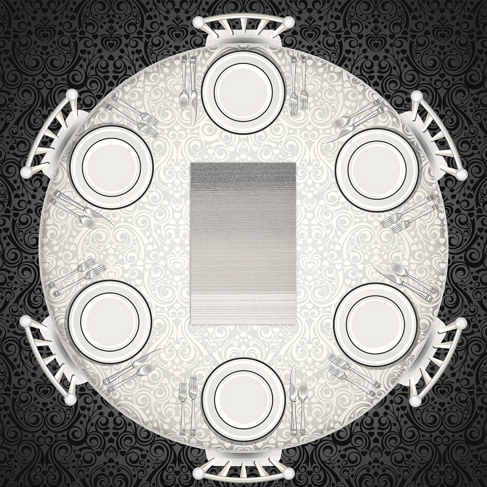 

Striped Placemats Non slip Anti scald Kitchen Dining Table Mats PVC Polyester Easy Clean Reusable Home Place Mat Decorative