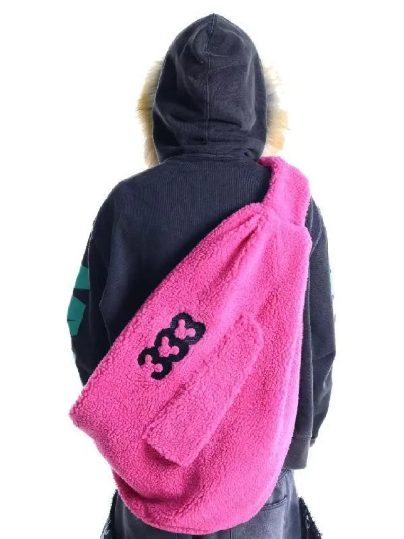

Women Fluffy Backpack Large Capcity Female Purple Y2k Sling Bag Men Casual Design Big Waist Bags 2025 Fashion Travel Backpacks