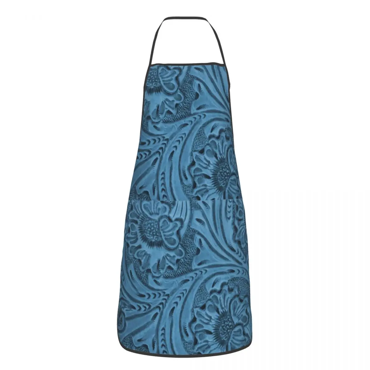 Custom Bib Cornflower Blue Apron for Men Women Adult Chef Cooking Kitchen Tooled Leather Pattern Tablier Cuisine Baking