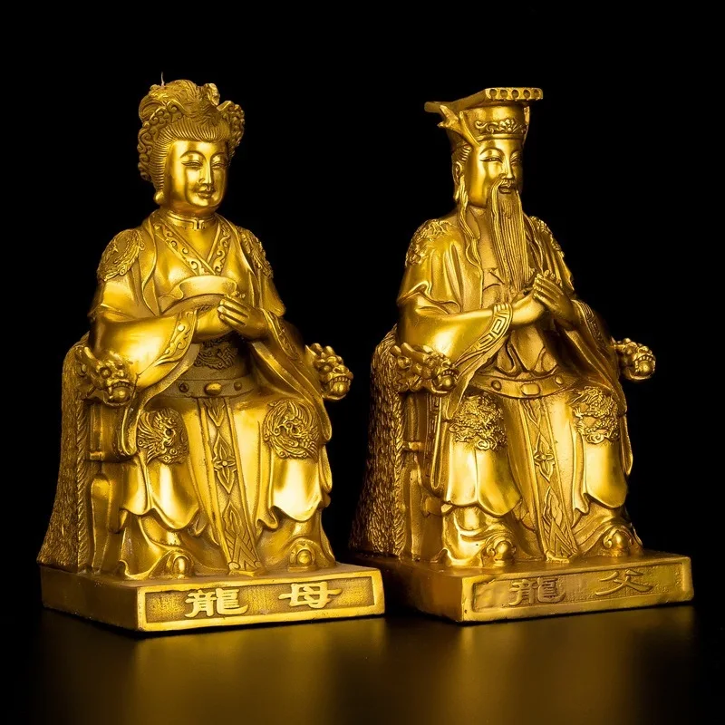 Bronze Father East China Sea Dragon King and Mother Worship Statue Ornament Home Living Room Decoration