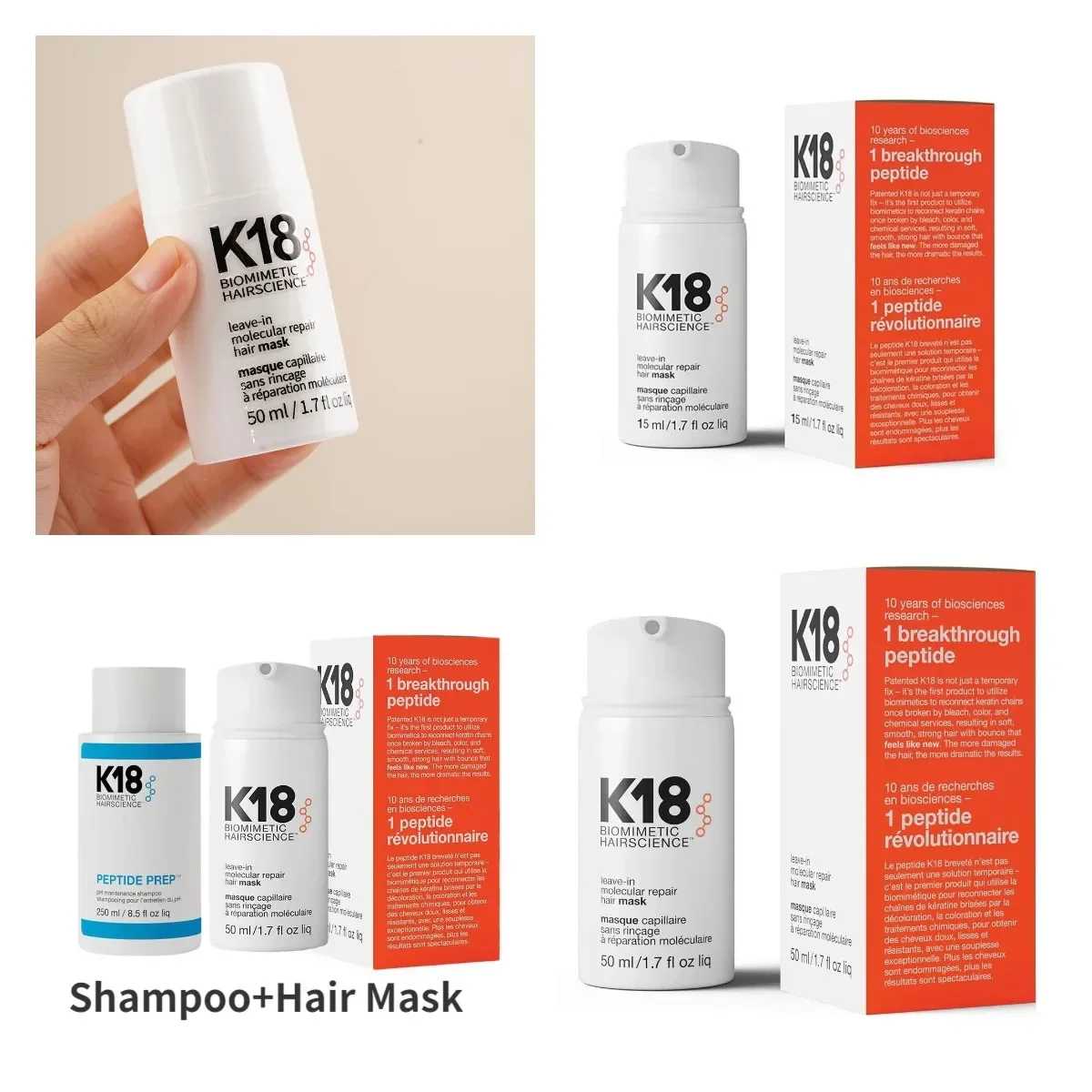 

K18 15/50/150ml Leave-In Molecular Repair Hair Mask Damage Restore Soft Hair Deep Repair Keratin & Scalp Treatment Hair Care