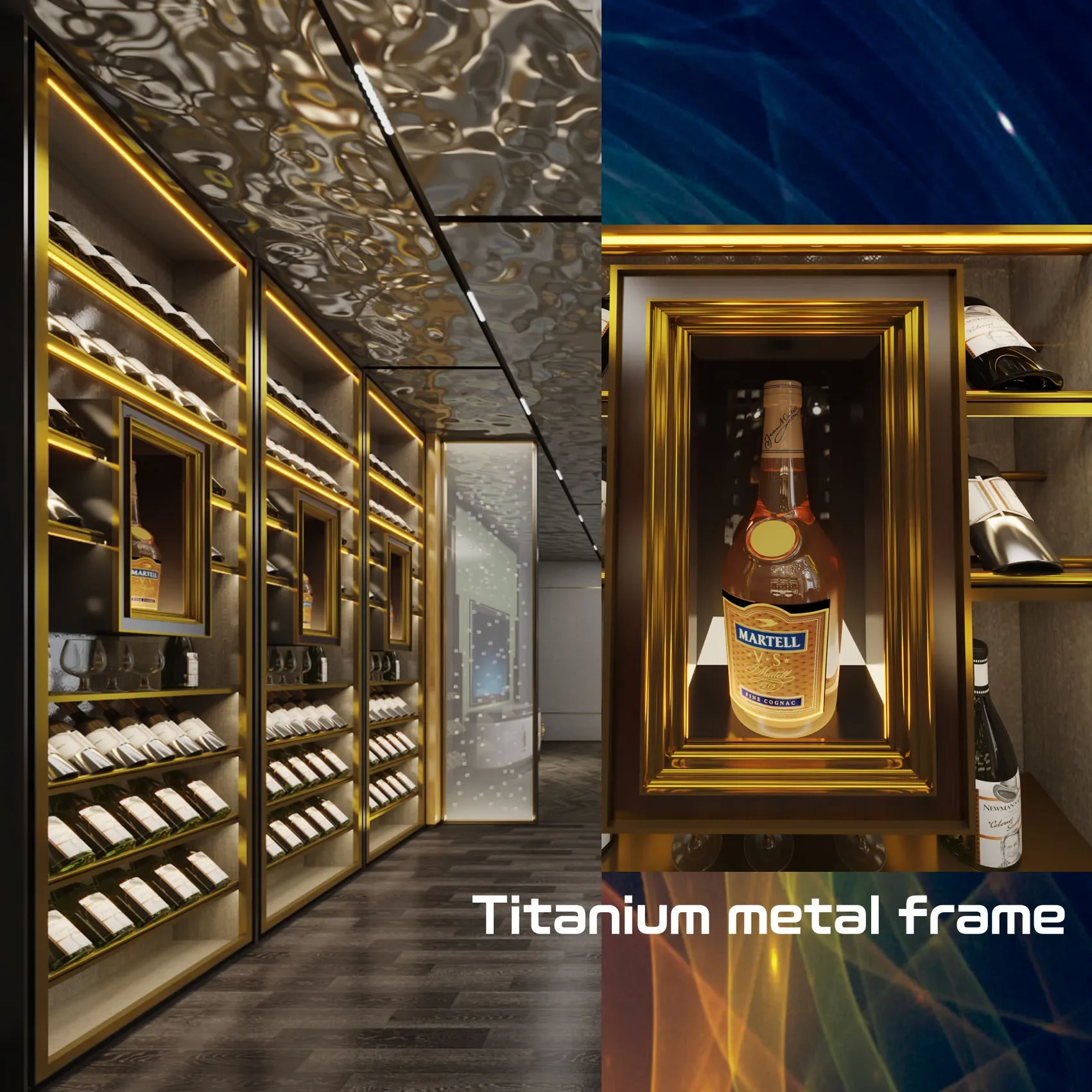 خزانة مشروبات فاخرة من الفولاذ المقاوم للصدأ خزانة عرض قبو النبيذ