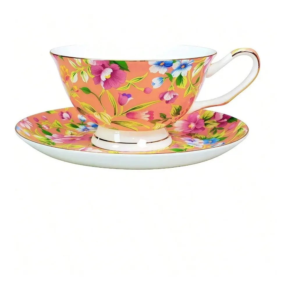 

Cup And Saucer Set Royal Garden Style Tea Coffee Cup With Saucer 7 Ounces Bone China Teacup And Saucer Set Blue Flower