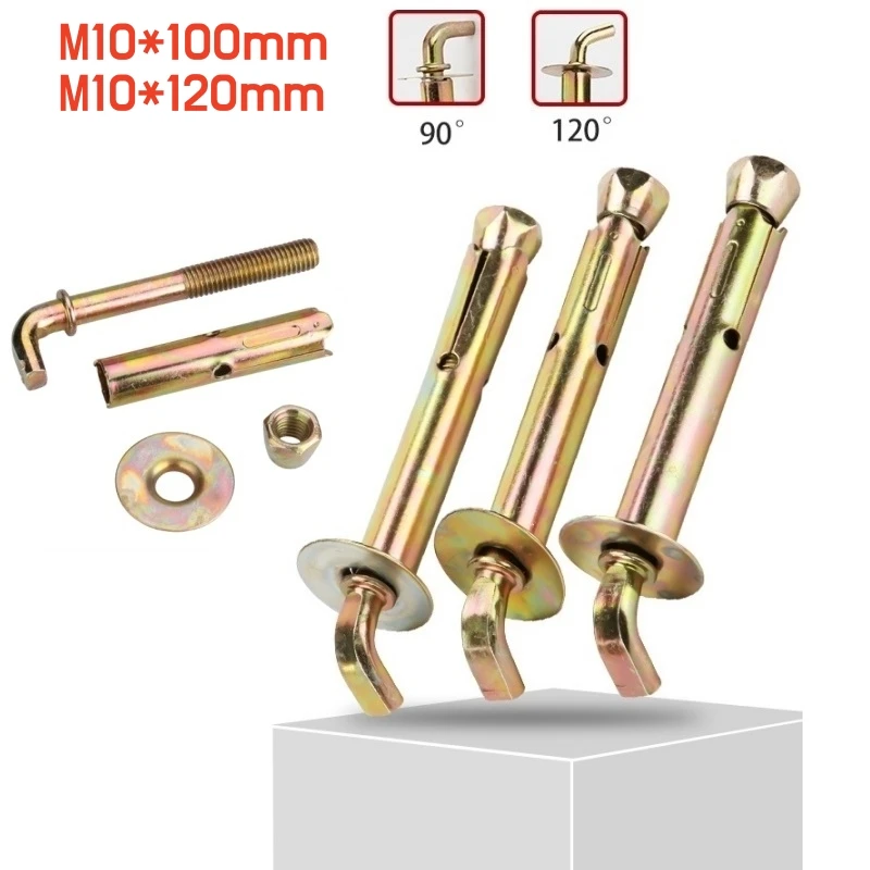 1~5pcs Heavy Duty Wall Hook Fixing Bolt Expansion Hook Expansion Screw Concrete Jointer Anchor M10x100/120mm For Water Heater