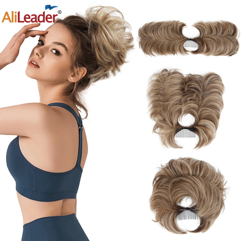 

Synthetic Messy Hair Bun Chignon With Combs Straight Synthetic Scrunchie Clip In Hair Bun Extension Chignon Pony-Tail Hairpieces