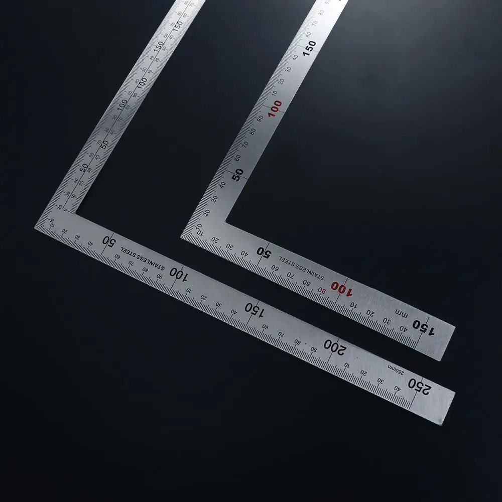 Holzbearbeitung Edelstahl Schulbedarf Doppelseitiges Metall 90-Grad-Winkellineal L-förmiges Lineal Gerades Lineal 90-Grad-Lineal