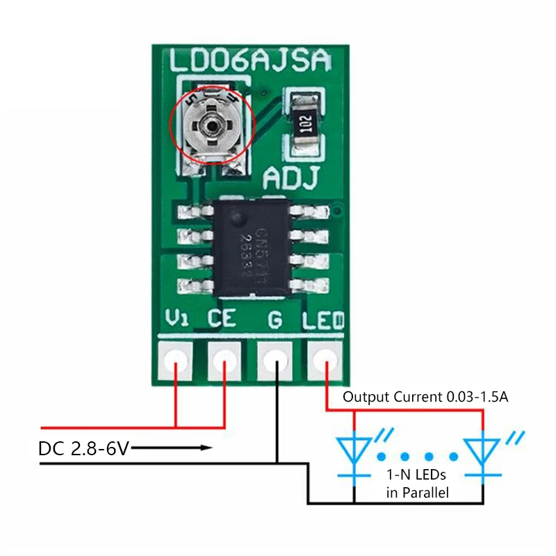 30-1500MA Adjustable Constant Current LED Driver DC 3.3V 3.7V 4.2V 5V PWM Control Board Buck Power module