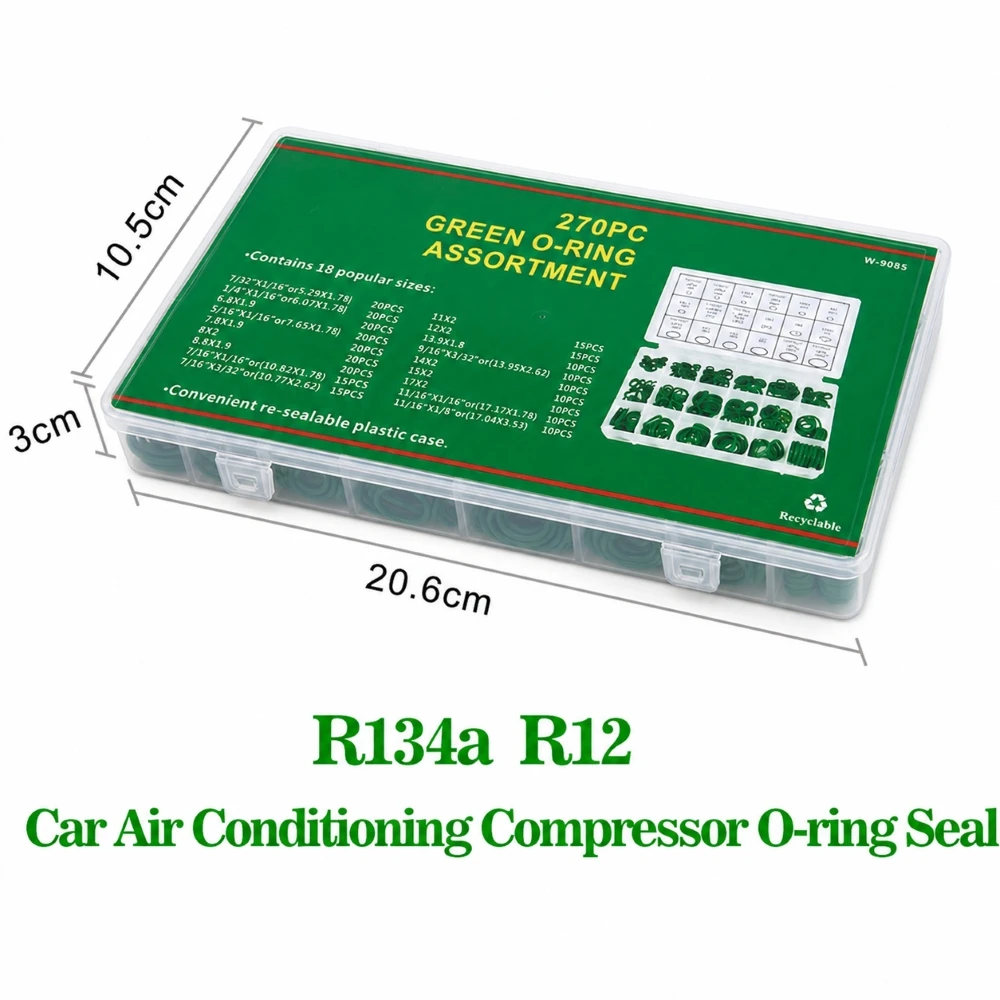 270 Pcs O-Type Sealing Rubber Ring Automotive Air-Conditioning Compression Confidential Seal Maintenance Rubber Accessories