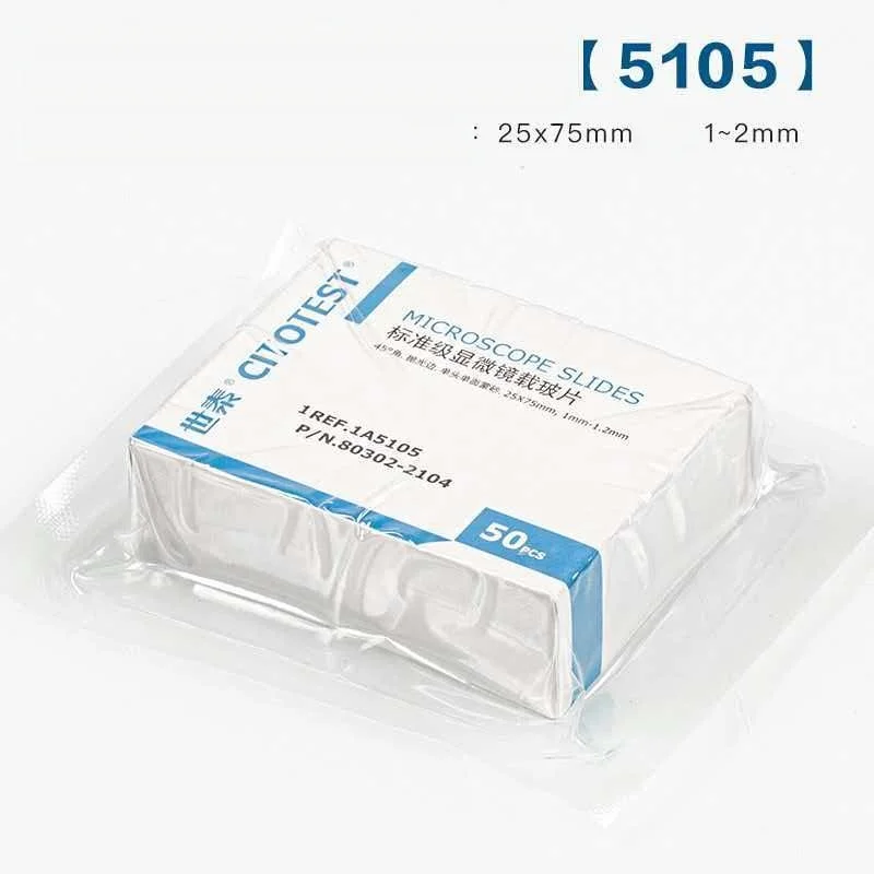 Citotest 50PCS Adhesive Slides Standard Grade Microscope Slides Pathological Grade Microscope Slides Storage Box Slicing Box