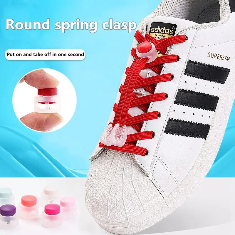 New Spring Lock Shoe Buckle Accessories Flat Elastic Laces Sneakers Kids Adult Quick Lace Lazy Rubber Bands No Tie Shoelaces