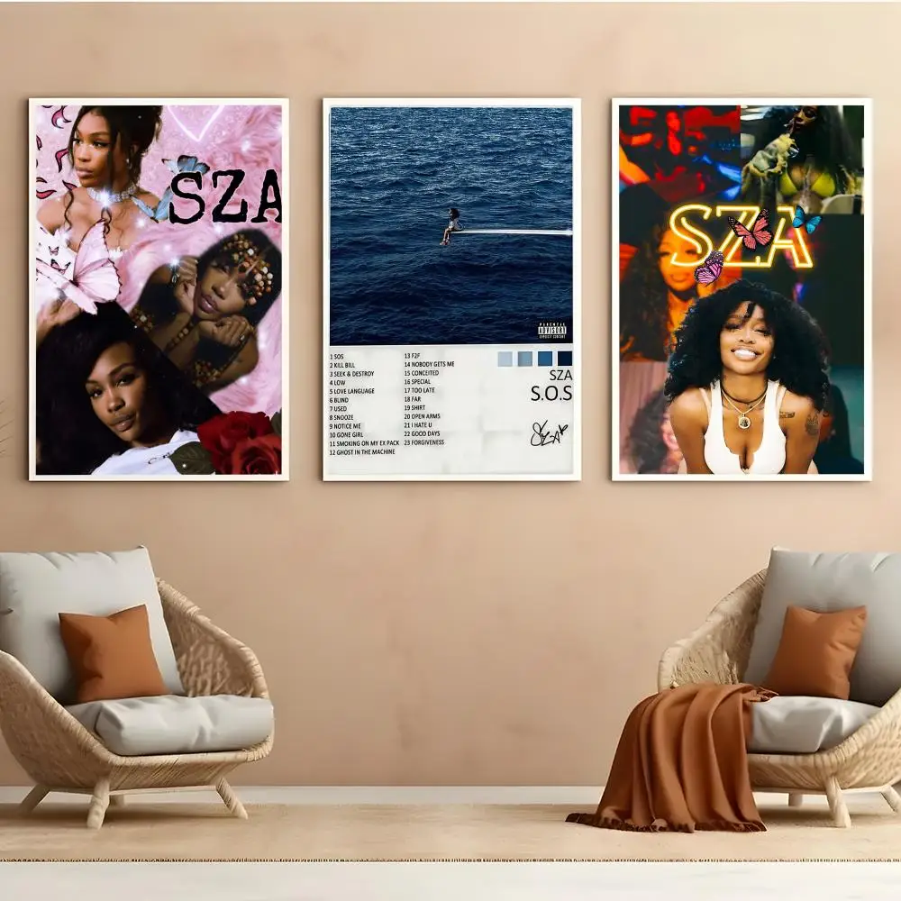 S-SZA SOS S-Solana Imani Rowe Poster HD Anime Hot Theme Singer/OST/Movie-Waterproof Self-Stick Home Decor