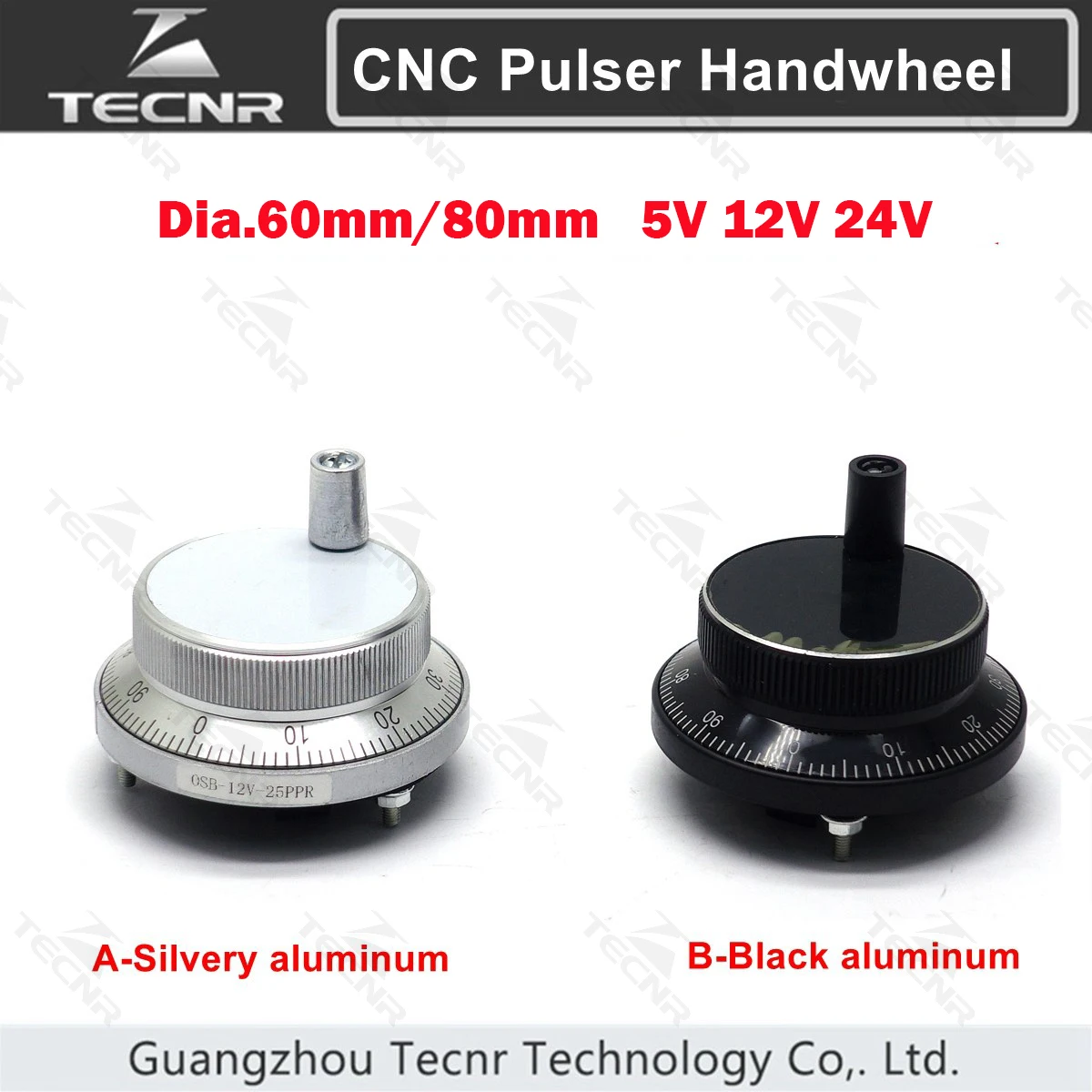 60mm 80mm CNC Pulser Electronic Handwheel 5V 12V 24V 4 6 Pin Pulse 25 100 Manual Generator Rotary Encoder TECNR