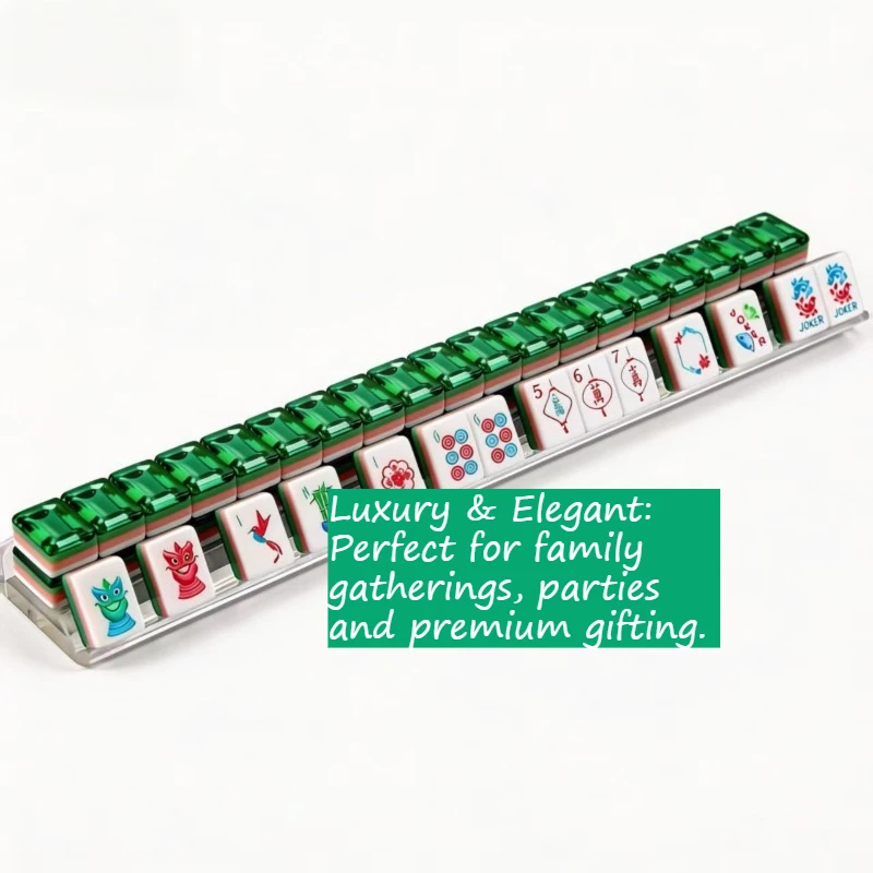 Green Crystal Gemstone American Mahjong Set - 4-Layer Acrylic Tiles 160PCS 2026 Luxury Edition