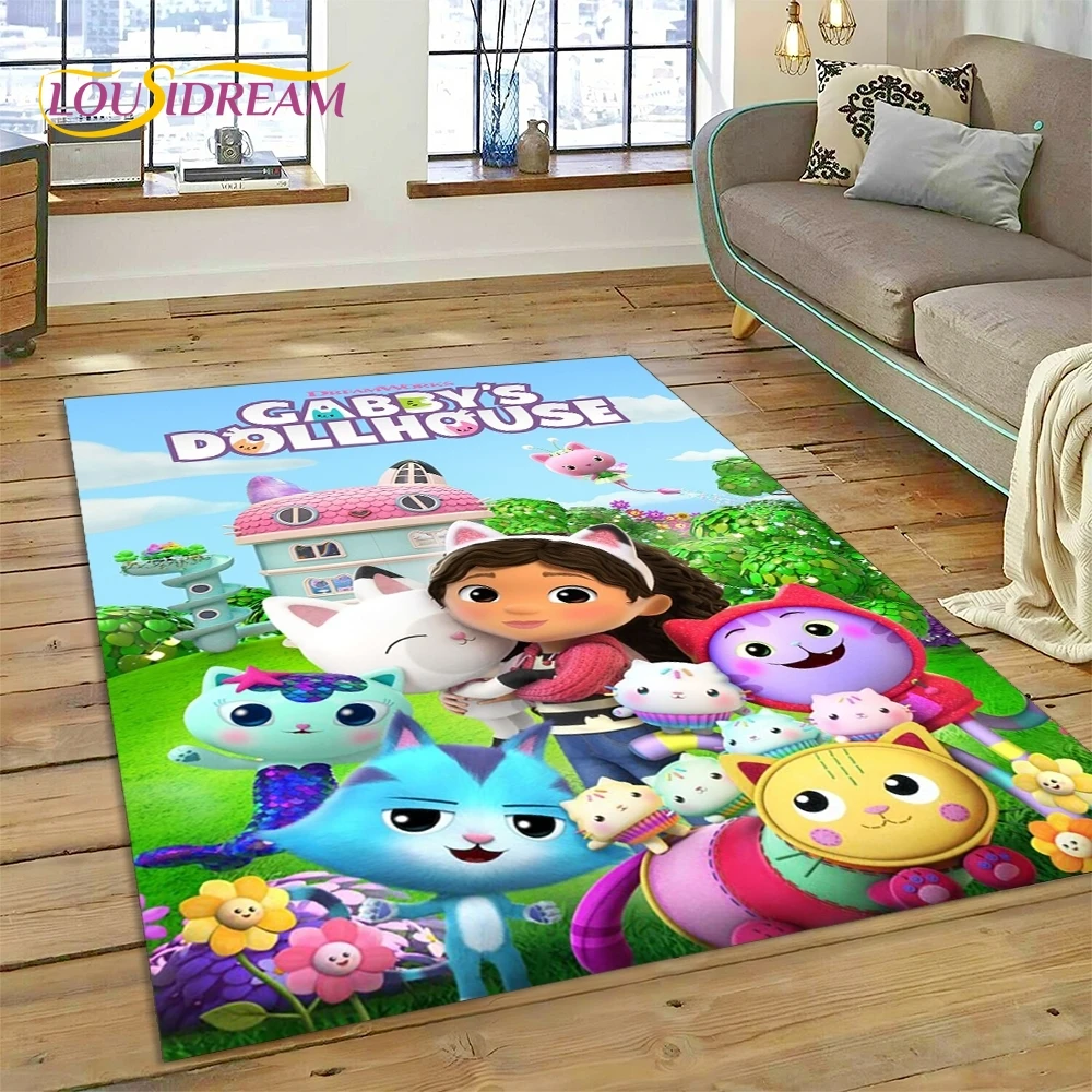 Cartoon Cute Gabbys Dollhouse Girl Rug Carpet for Living Room Bedroom Home Decor,Non-slip Decoration for Sofa Doormat Gifts Kid