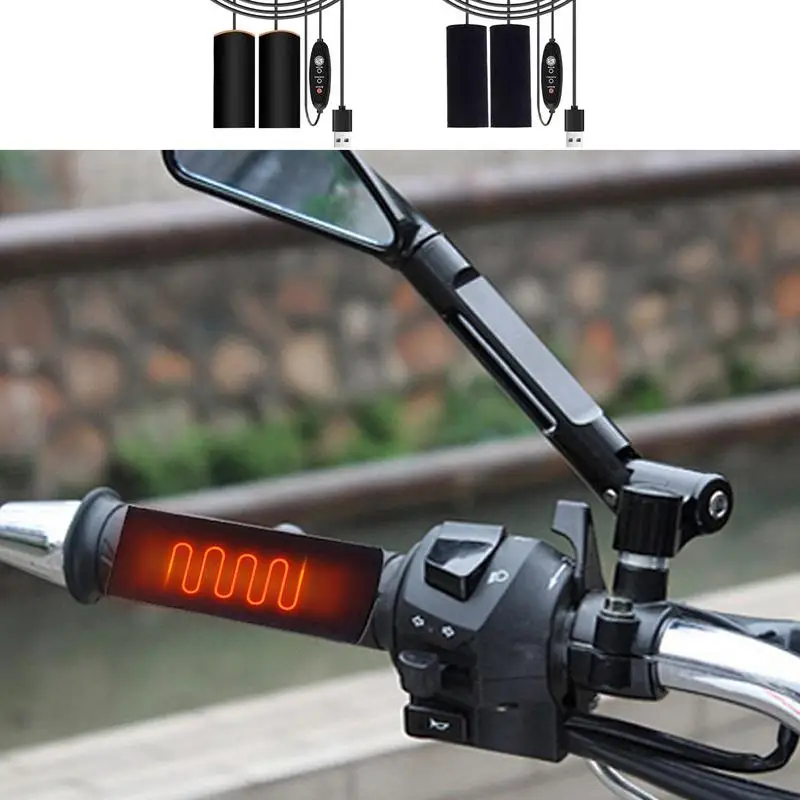 Heated Handlebar Grips Adjustable Handlebar Grip Heater Motorcycle Heated Handgrips USB Heated Grip Cover Anti Slip Heat