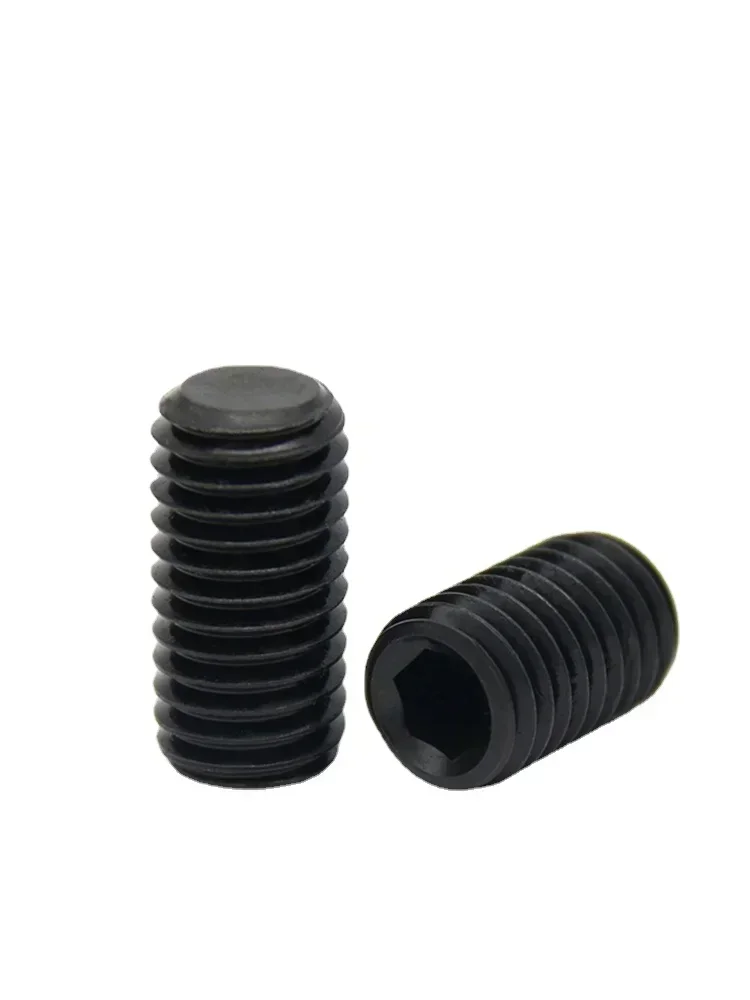 100pcs  Allen Hex Hexagon Socket Flat Point Set Screw Headless Bolt M6 M4 M5 Grub Screw DIN916 L=4-20mm  Carbon Steel  12.9