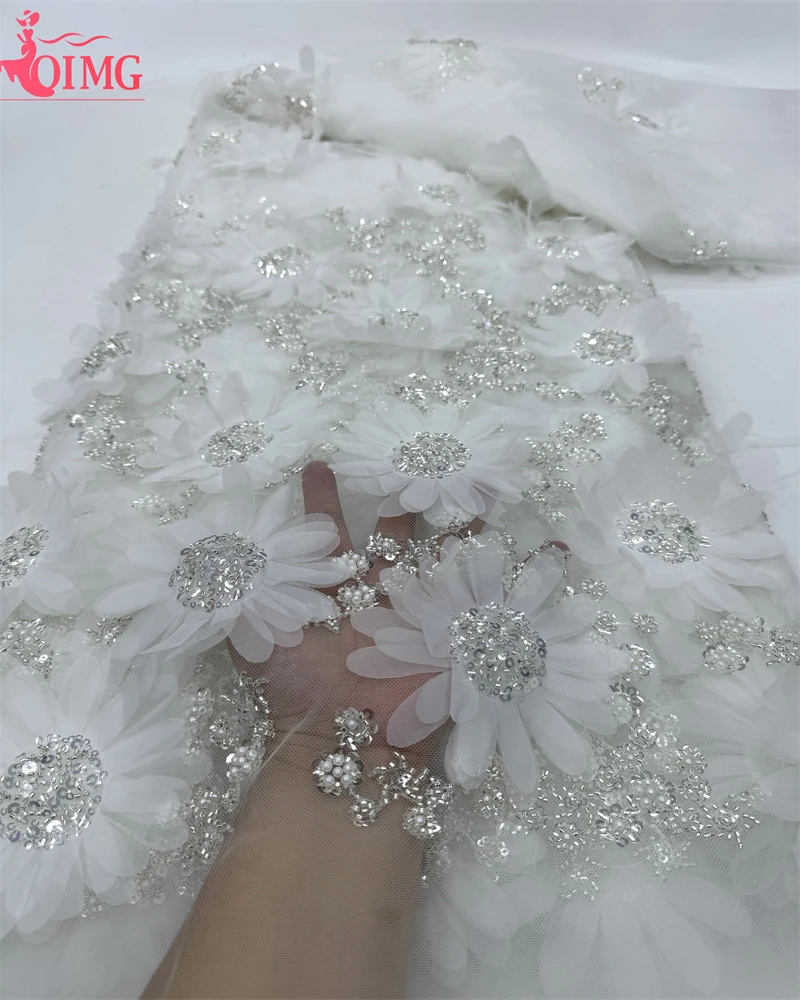 Luxury French Groom Lace 3d Fabrics 2024 High Quality African Nigerian Sequins Lace Lace For Women Wedding Party Dress Sewing