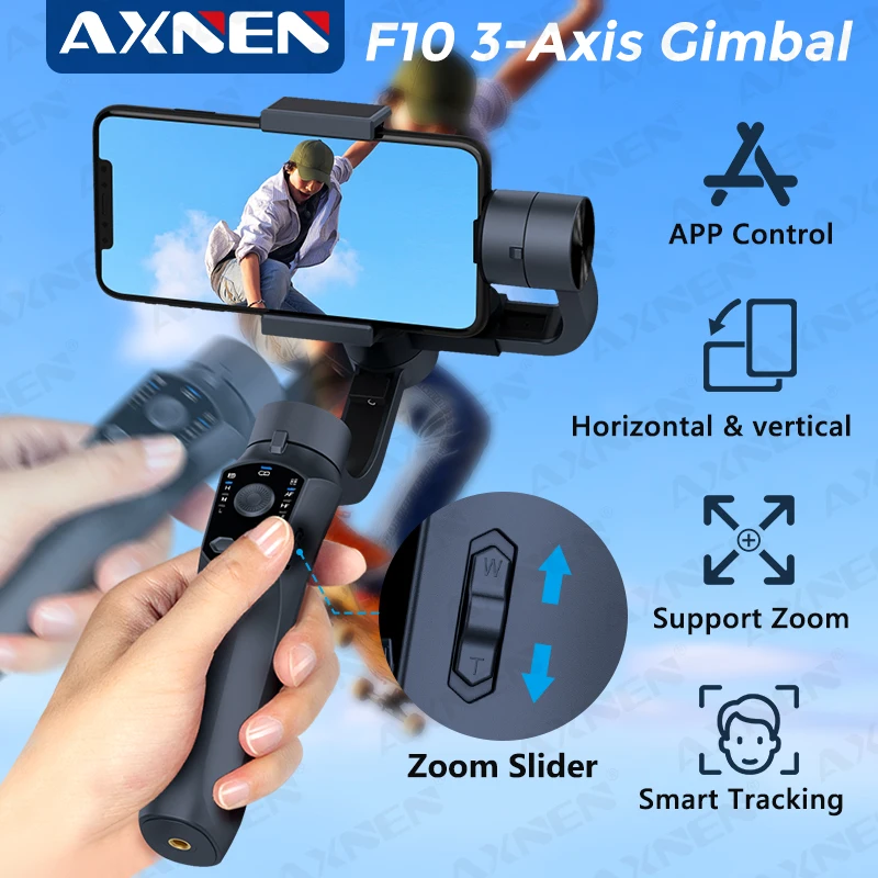 F10 3-Axis Handheld Gimbal Smartphone Stabilizer Cellphone Selfie Stick for Android iPhone Phone Vlog Anti Shake Video Record