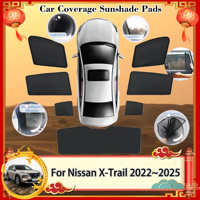 

For Nissan X-Trail T33 Rogue e-Power MK4 2022~2025 2023 Sunshade Visor Magnetic Sunshade blocking Curtain Privacy Shading Auto