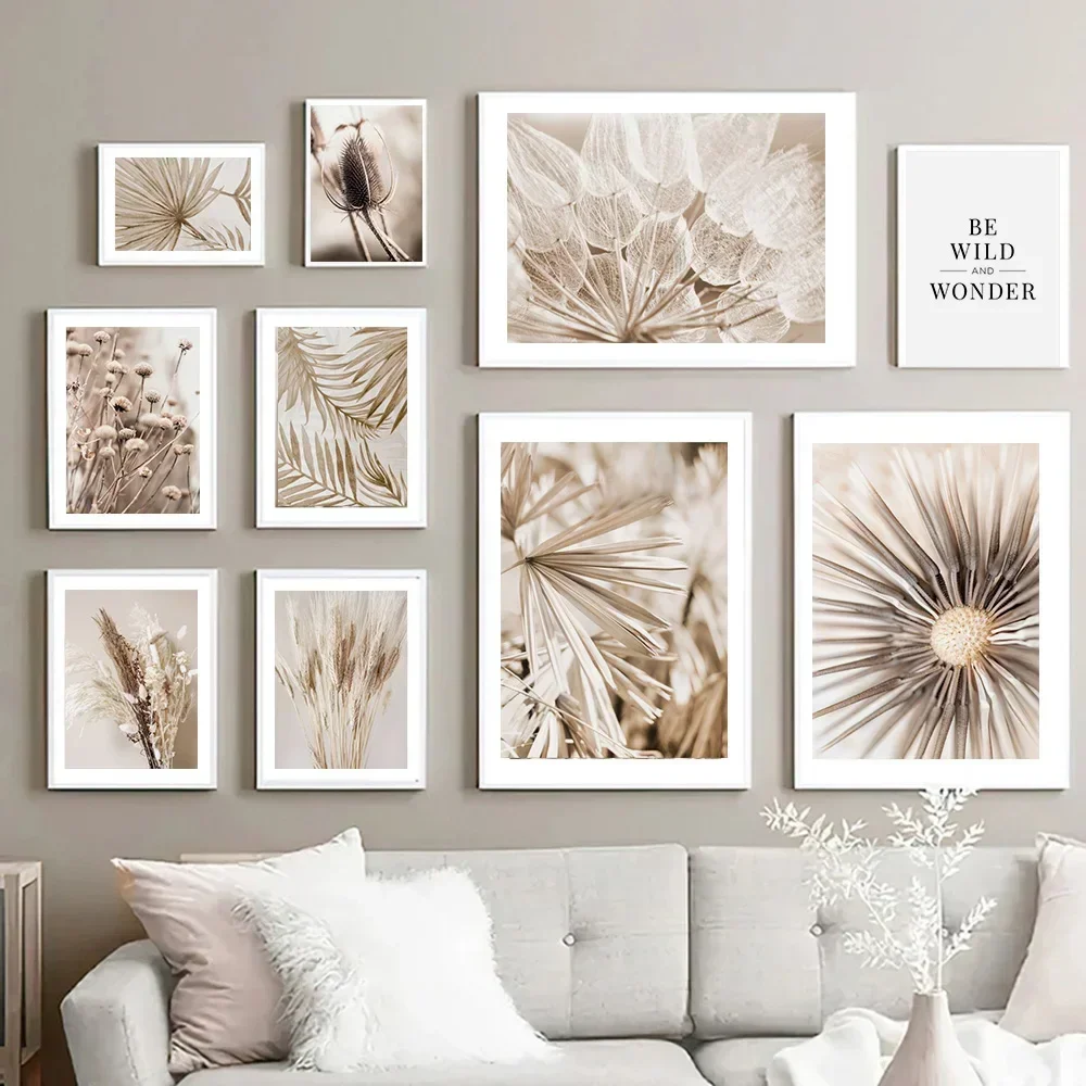 

Beige Grass Reed Dandelion Boho Nordic PostersWall Art Canvas Painting And Prints Nature Wall Pictures For Living Room Decor