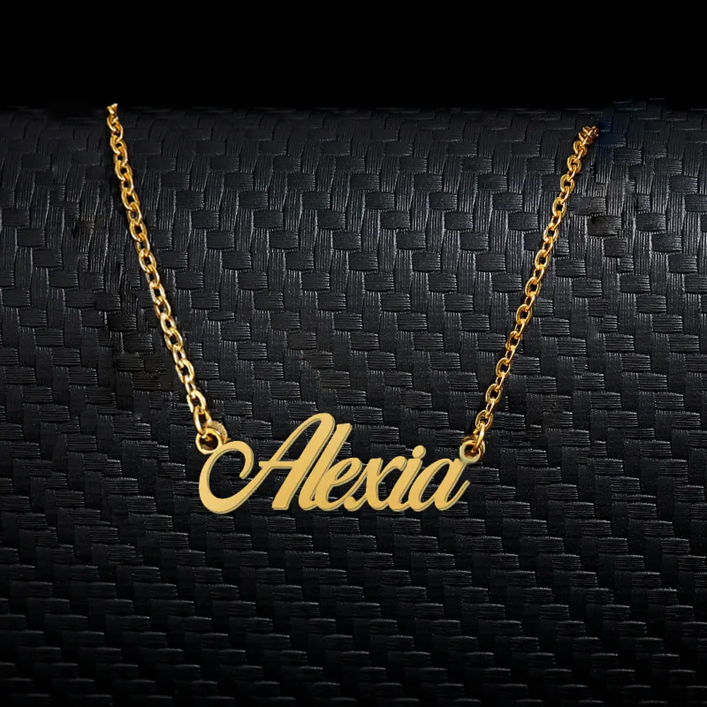 Alexia Name Necklace Stainless Steel for Women Jewelry Nameplate Pendant Femme Mothers Girlfriend Gift (Not Customize)