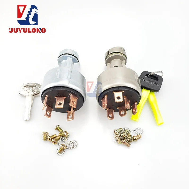 JUYULONG Good Quality Excavator Parts For Komatsu PC60120 200 220-6-7-8 Starter Switch Ignition Switch With Keys Machinery Parts