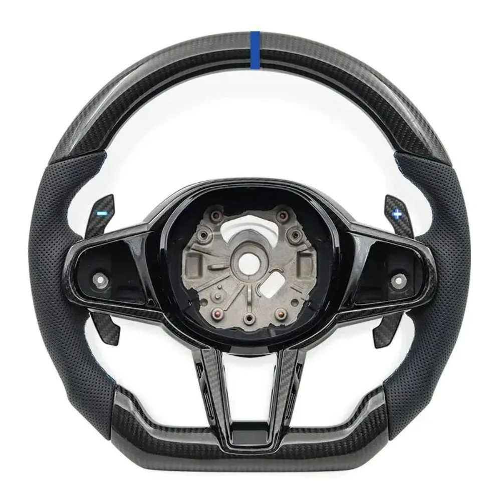 Sporty Carbon Fiber Steering Wheel with Enhanced Grip for Car Interior Tuning and Appearance Upgrade