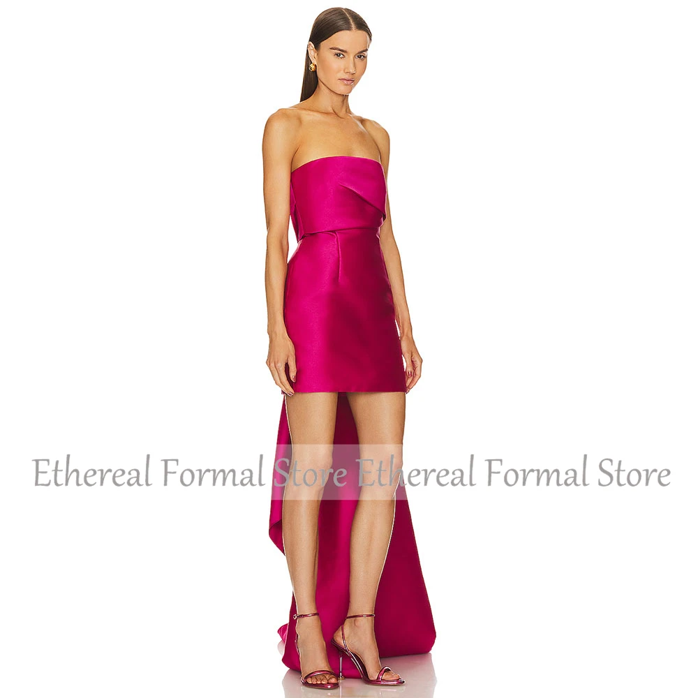 Mermaid Strapless Cocktail Dress Knee Length Mini Short Length Mermaid Holiday Party Gown Evening Dress Pleat Saudi Dress 2025