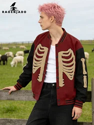 Men's Varsity Jacket Faux Leather Sleeves Vintage Bomber Coats Letterman Motorcycle Streetwear Spring&Autumn Baseball Clothing
