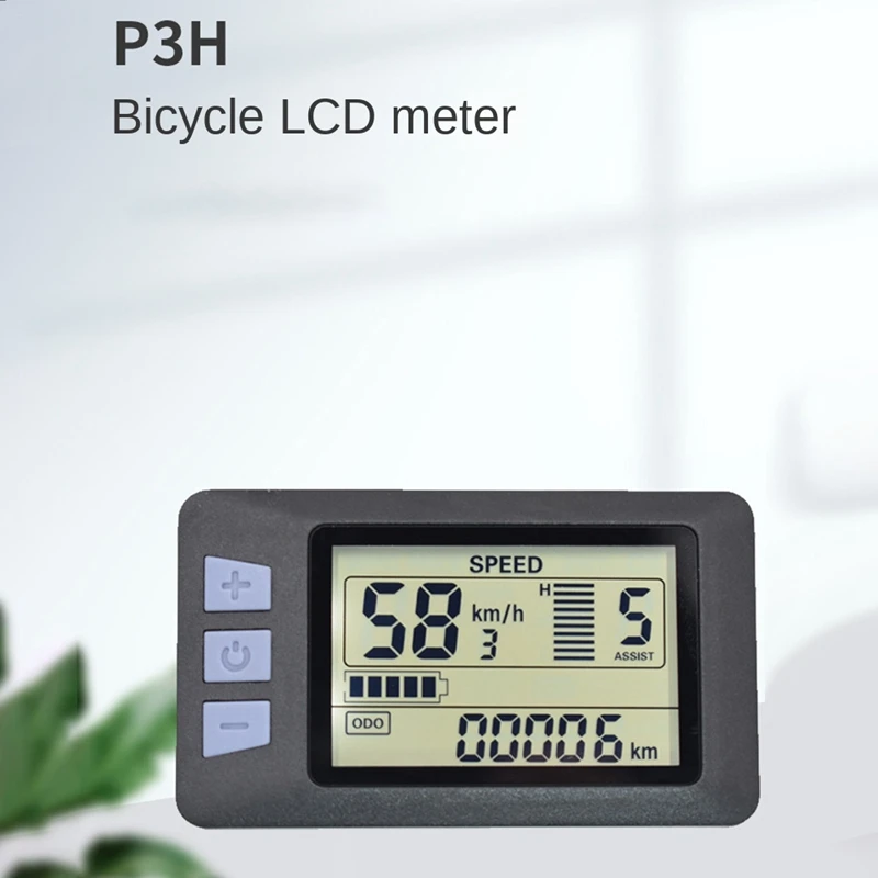 P3H LCD Display Meter Dashboard 24V 36V 48V 60V Electric Bike Meter Display Panel For Electric Scooter