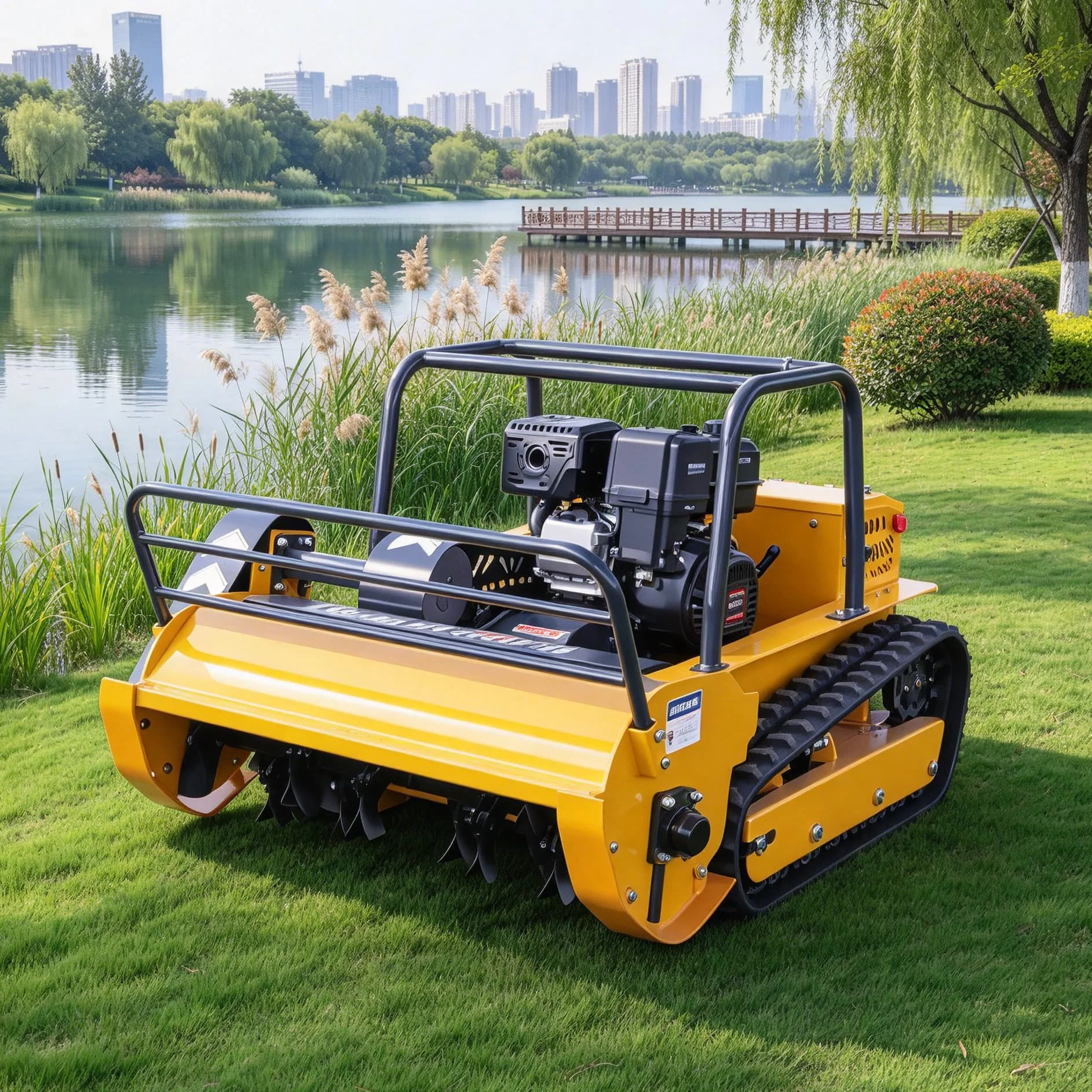 Customized mountain area rc radio control lawn mower with robust frame construction, stable running in complex environments