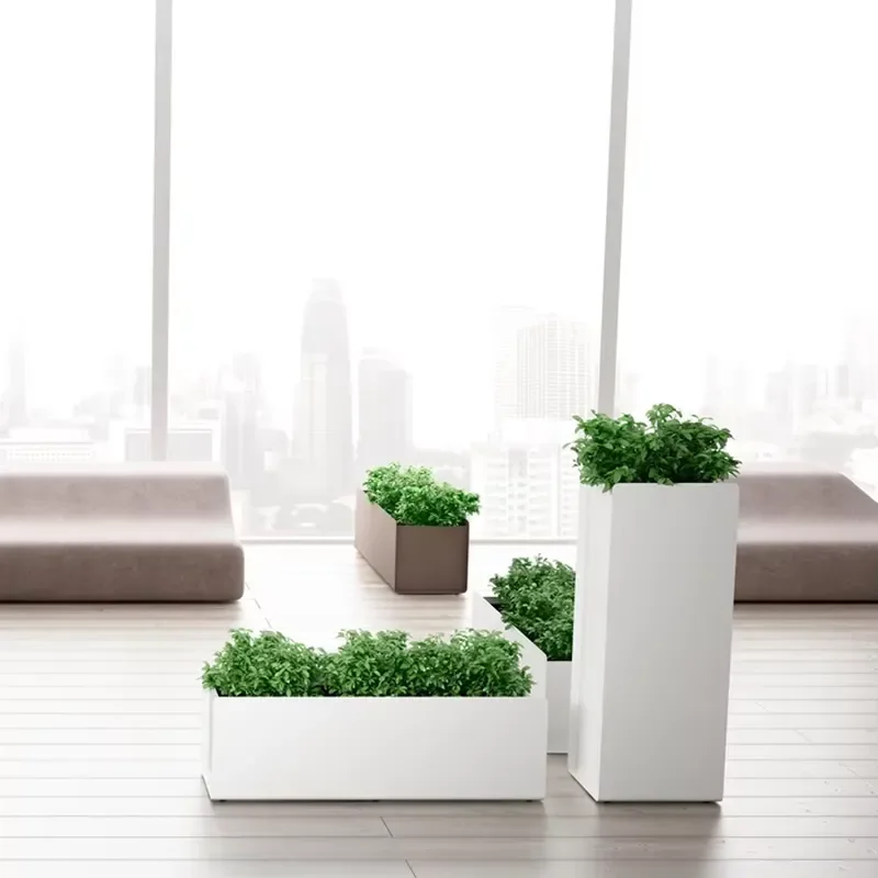 Modern Extra Large Horizontal Steel Flower Pot Box Green Planting Combination Floor Office Furniture Commercial Metal 1