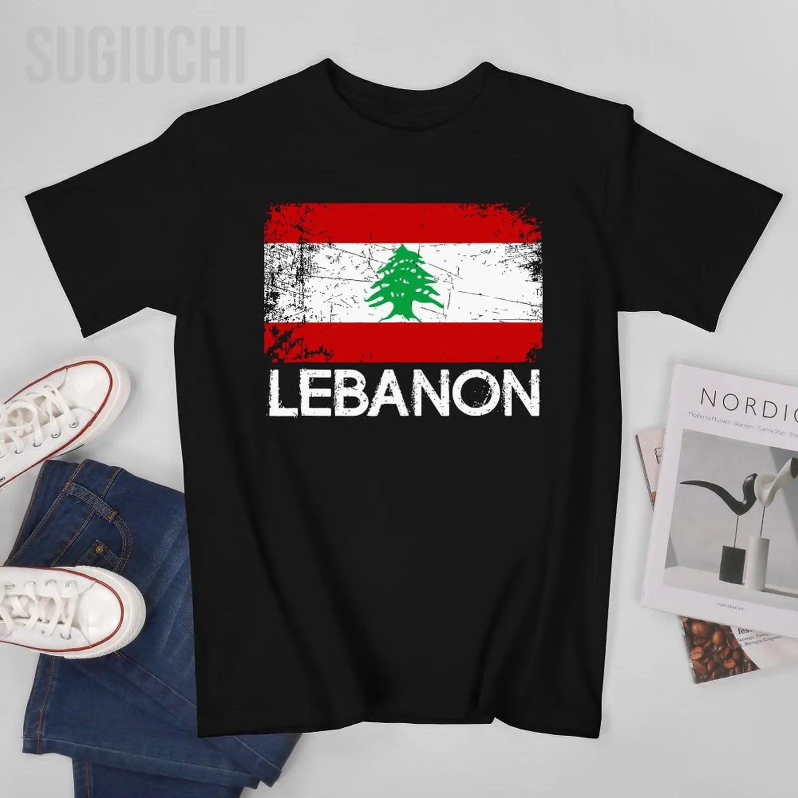 Unisex Men Lebanese Flag Vintage Made In Lebanon Tshirt Tees T Shirts Women Boys 100% Cotton T-Shirt