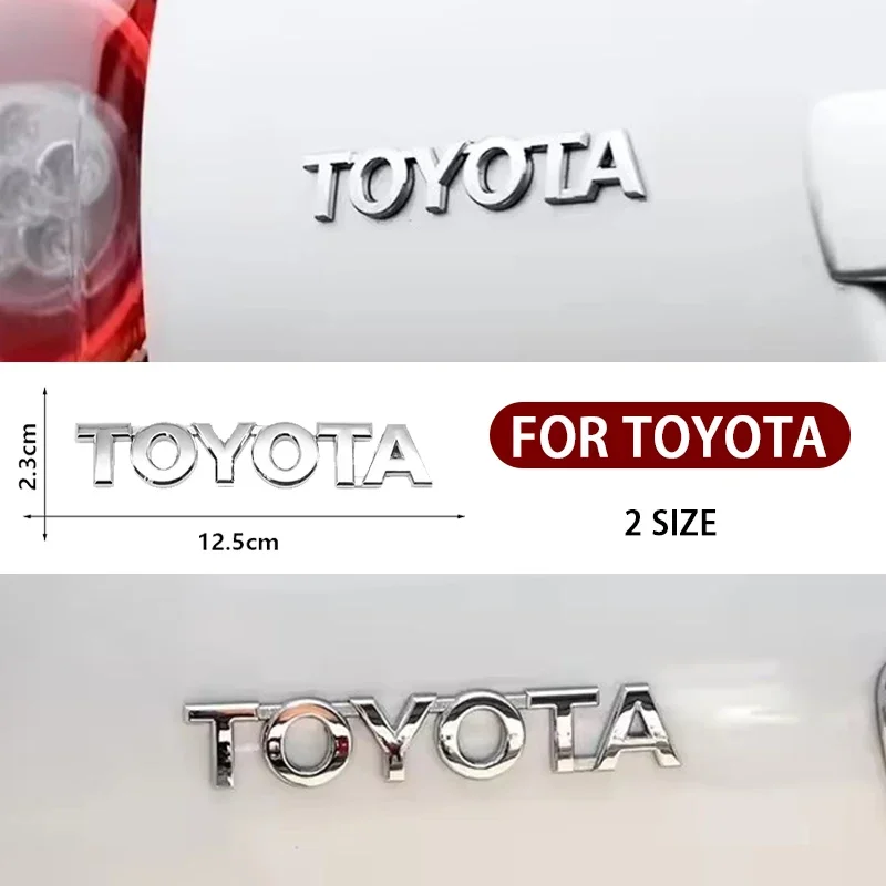 

3D ABS Glossy Black Silver Letters Trunk Emblem Stickers Car Accessories Modified For Toyota camry chr corolla rav4 Car Sticker