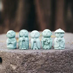 Japanse Boeddha Beeldje Geluk Feng Shui Bidden Monnik Standbeeld Miniatuur Ornament voor Aquarium Aquarium Huis Tuin Decor