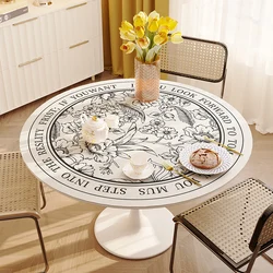 Nordic Flower PVC Leather Round Tablecloth Home Waterproof Oil-proof Anti-scalding Small Round Dining Tablecloth Table Mat Decor