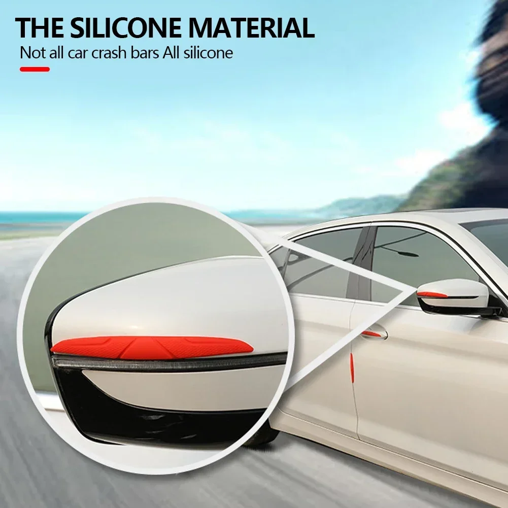 4PCS car door edge anti-collision protection strip sticker silicone side protection strip rearview mirror cover protec