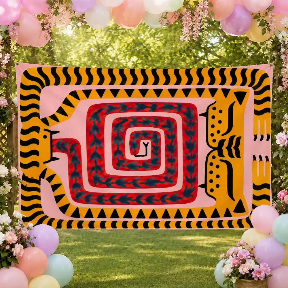 Egyptian Tiger Artwork Nordic Tiger Flags Fan Banner Tapestry Wall Hanging Garage BarDorm Camp Party Outdoor Home Decor Gift