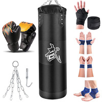 100 Unfilled Heavy Punching Bag Professional Boxing Sandbag with Hanging Accessorie for MMA Muay Thai Kickboxing Taekwondo