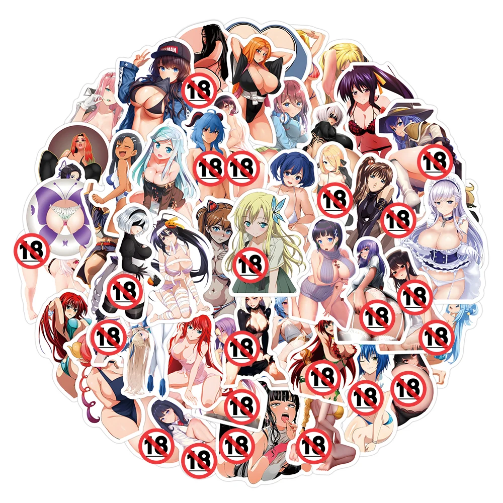 10/30/50/110pcs Adult Anime Sexy Hentai Stickers Waifu Decals Laptop Skateboard Phone Luggage Car Wall Waterproof Sticker Toys