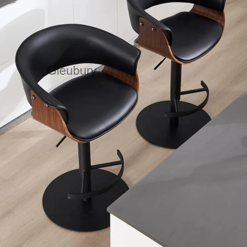 Sense Light Luxury High-end Simple Backrest High Stool Bar Chair Front Island Rotating Lift Home High Kitchen Stools Furniture