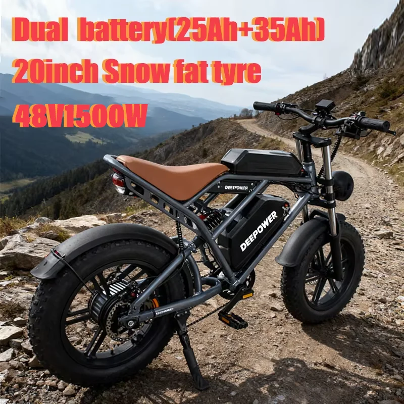 

DEEPOWER QS7 Electric Bike 1500W48V60A Adult long-range off-road Electric Bicycle 20-Inch Fat Tire Dual Battery All-Terrain Bike