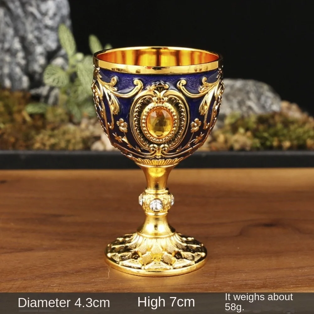 New Embossed Wine Cup European Style Metal Goblet Drinkware Anti-break Diamond-encrusted Drink Cup