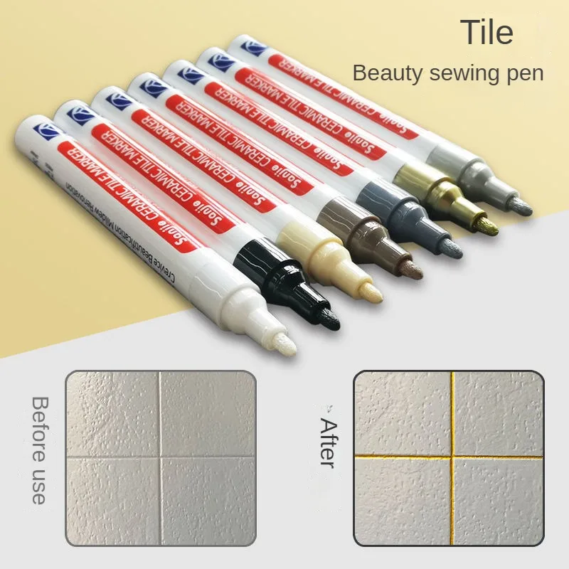 Roise White Waterproof Tile Marker Grout Pen Wall Seam Pen 10Color Optional,for Tiles Floor Bathroom Decontamination Seam Repair