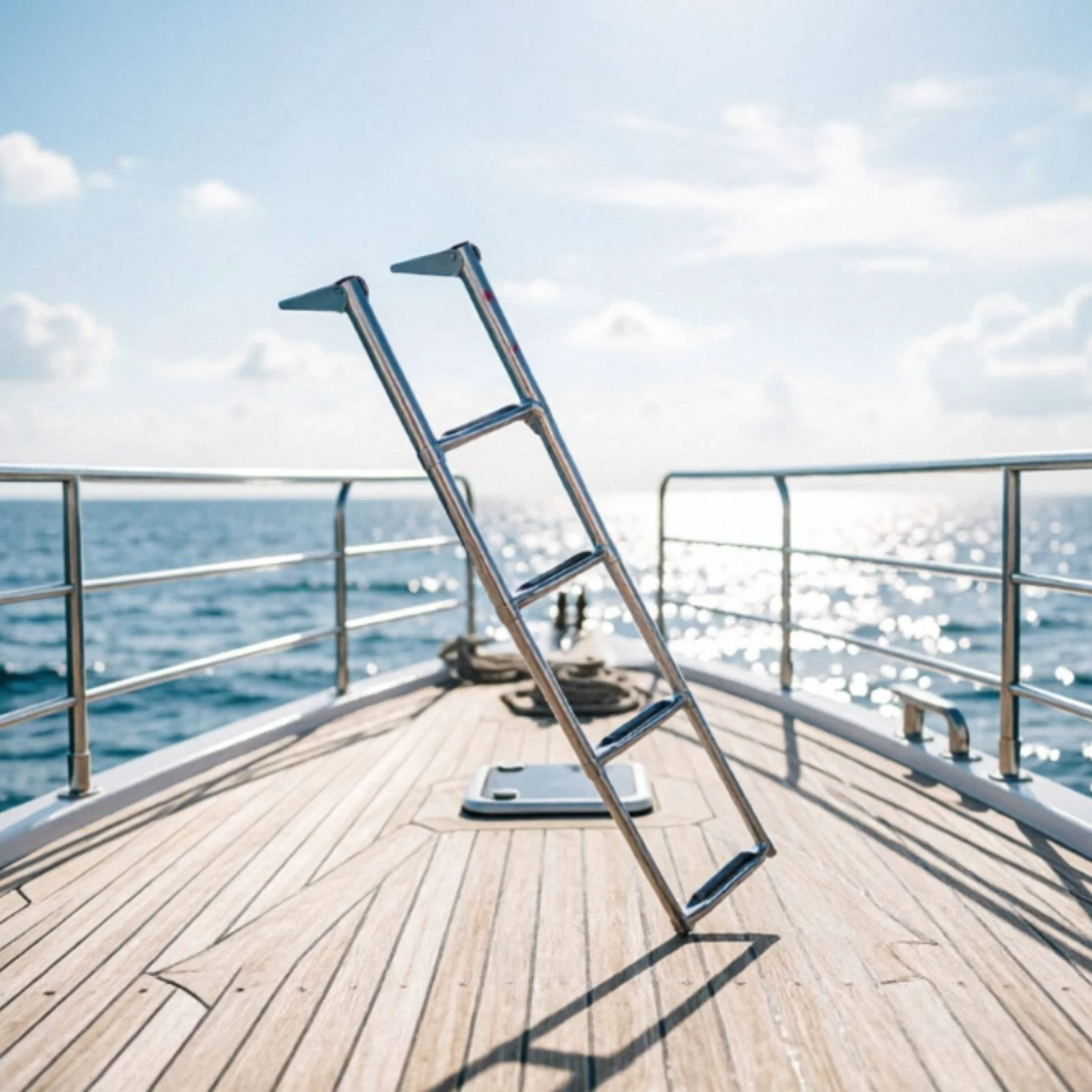 Boat Ladder with Hooks Portable Marine Ladder with Hooks Corrosion-Resistant Long-Lasting for Yacht Owners, Boats, Yachts
