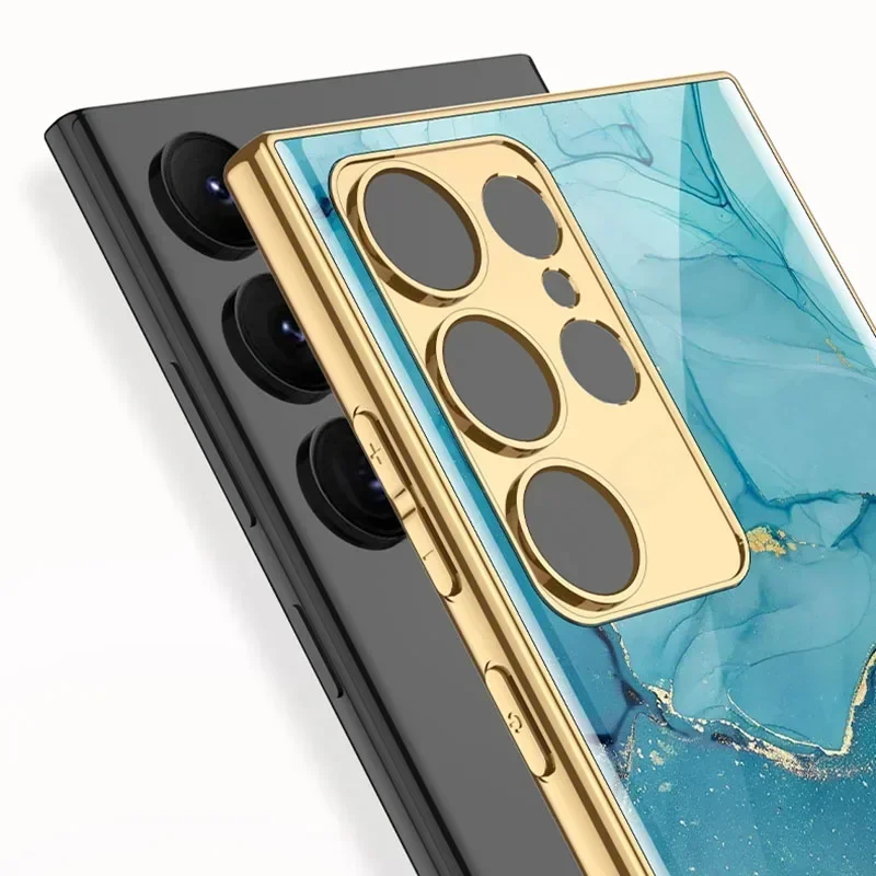 Malowane etui z hartowanego szkła do Samsunga Galaxy S24 Ultra, luksusowa powłoka, miękkie krawędzie, ochronne etui na Galaxy S24 Ultra. — zdjęcie 7