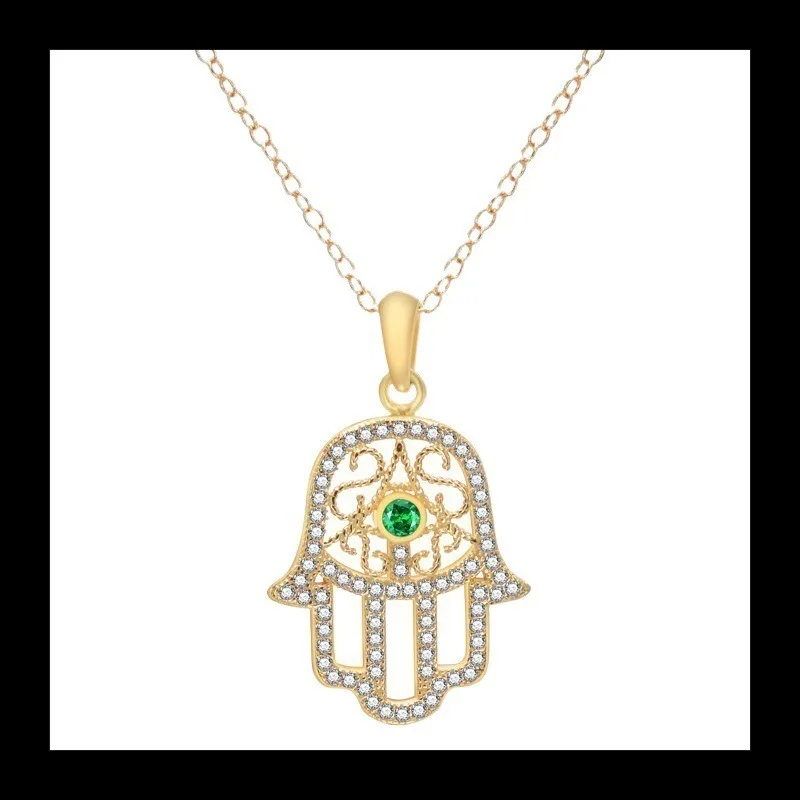 التجارة الخارجية s925 الفضة الاسترليني الأزرق نقطة الماس قلادة اليد الصغيرة نموذج قلادة خمر نمط آريس اليد