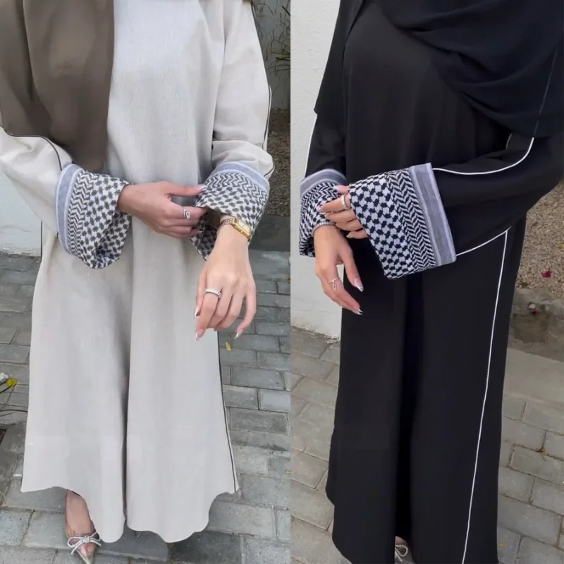 

Linen Abaya Ramadan Eid Closed Abaya Dubai Women Muslim Dress Modest Islamic Clothing Women's Black Abayas Islam Long Robe